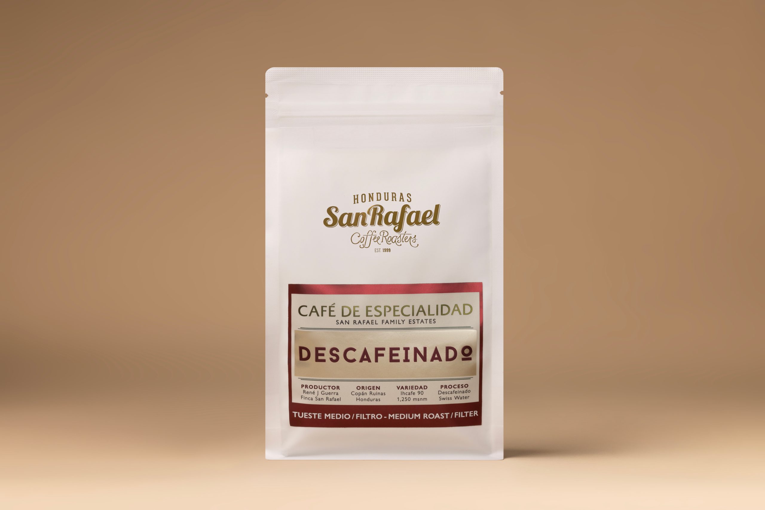 Bolsa blanca de café Descafeinado de Café San Rafael